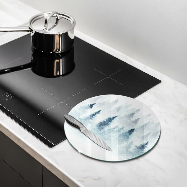 Tagliere in vetro temperato Foresta invernale dipinta