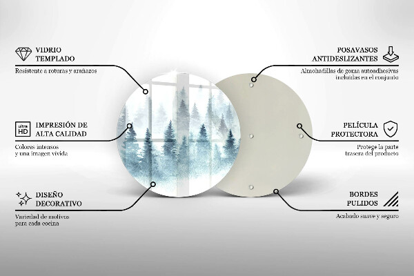 Tagliere in vetro temperato Foresta invernale dipinta