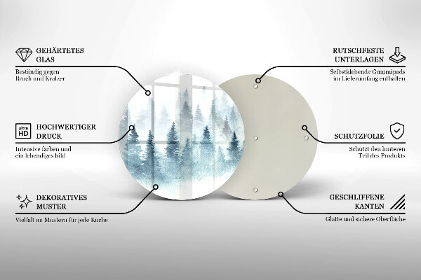 Tagliere in vetro temperato Foresta invernale dipinta