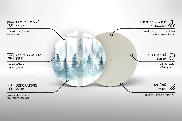 Tagliere in vetro temperato Foresta invernale dipinta