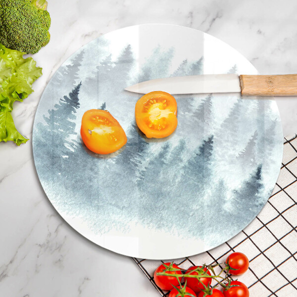 Tagliere in vetro temperato Foresta invernale dipinta