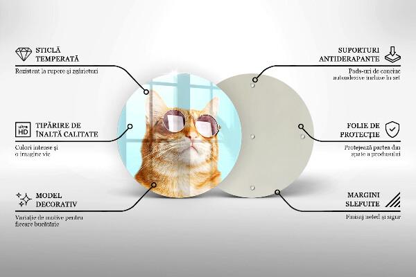 Tagliere in vetro Gatto rosso con gli occhiali