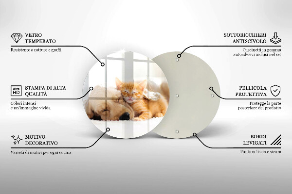 Tagliere in vetro Animali cane e gatto