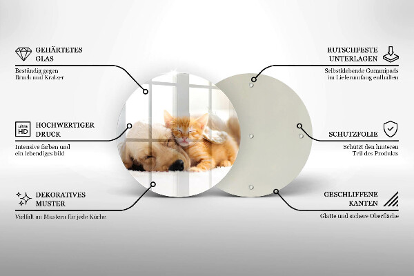 Tagliere in vetro Animali cane e gatto