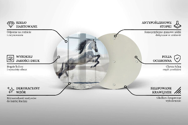Tagliere in vetro Destriero del cavallo bianco