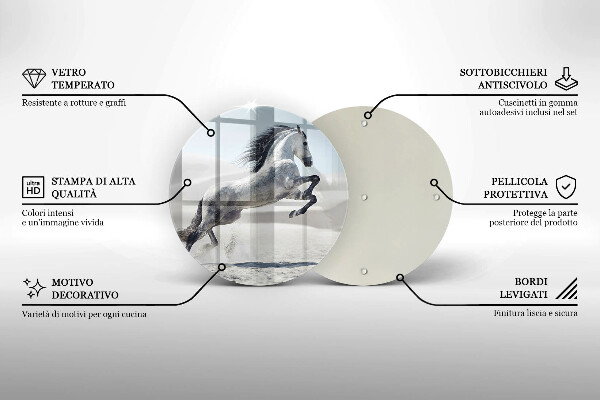 Tagliere in vetro Destriero del cavallo bianco
