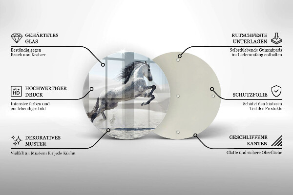 Tagliere in vetro Destriero del cavallo bianco