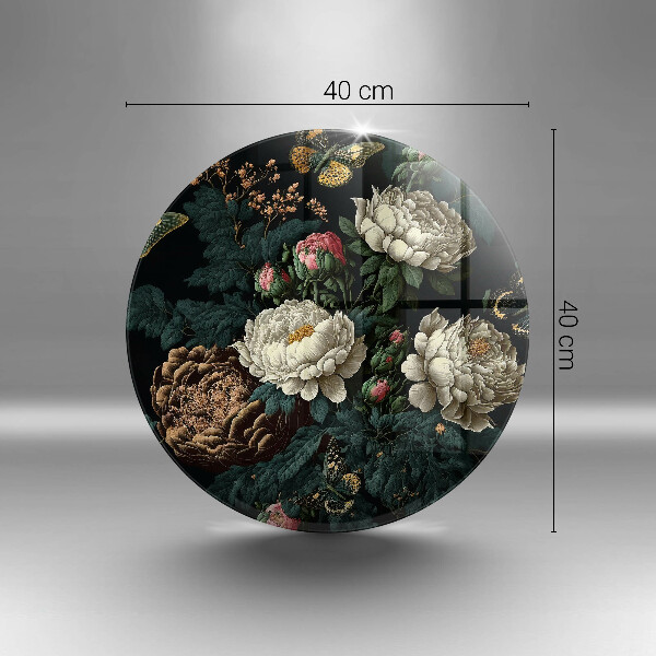 Tagliere in vetro temperato Fiori di peonia vintage