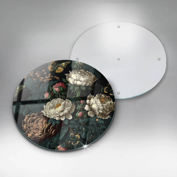 Tagliere in vetro temperato Fiori di peonia vintage