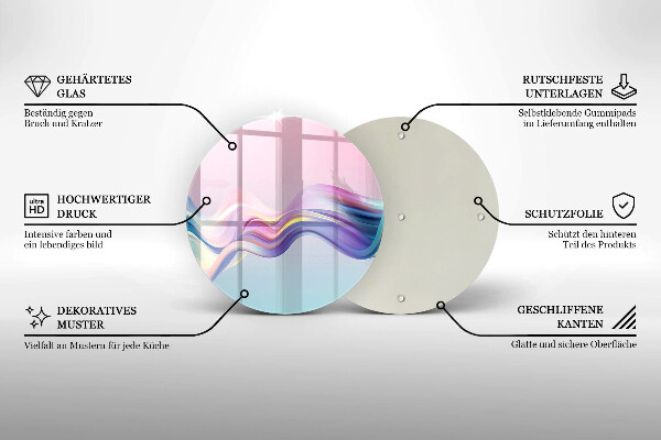 Tagliere in vetro temperato Astrazione pastello