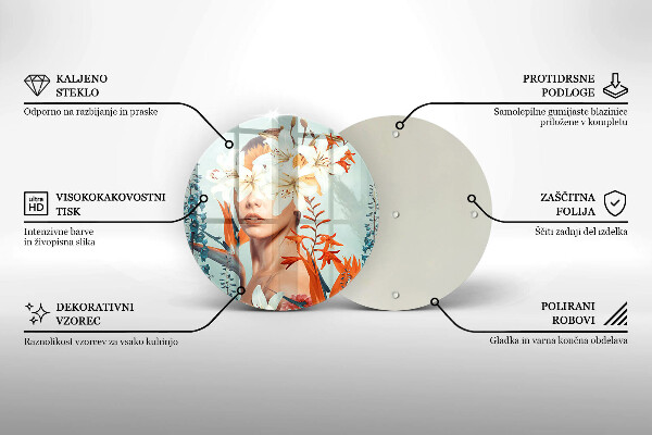 Tagliere in vetro Donna tra i fiori