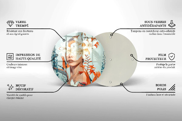 Tagliere in vetro Donna tra i fiori