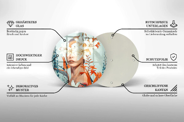 Tagliere in vetro Donna tra i fiori