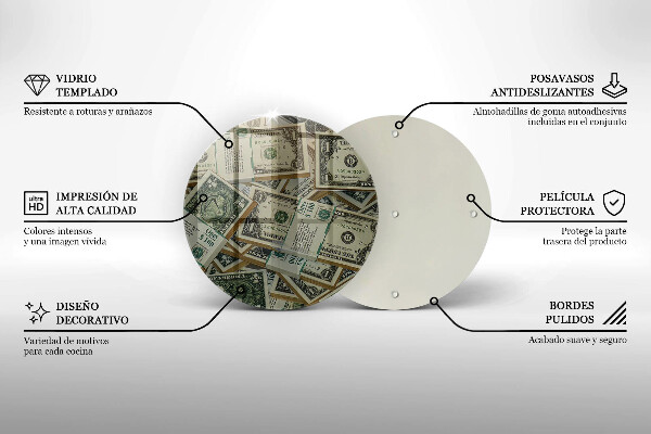 Tagliere in vetro temperato Dollari in denaro
