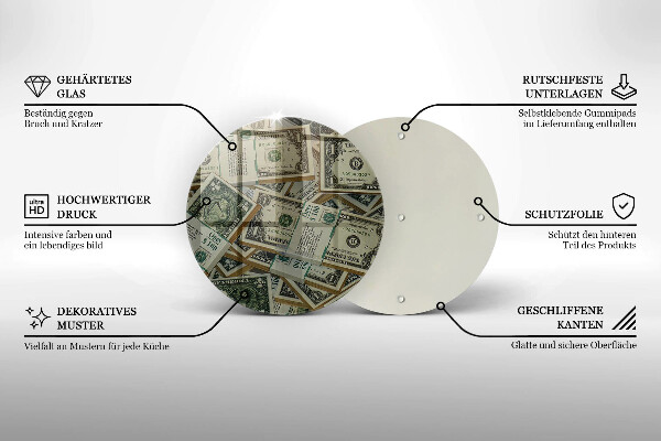 Tagliere in vetro temperato Dollari in denaro