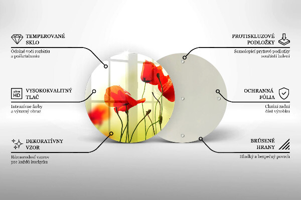 Tagliere in vetro Fiori di papaveri rossi