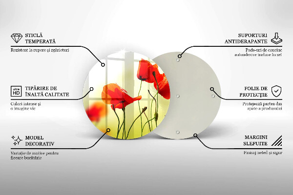 Tagliere in vetro Fiori di papaveri rossi