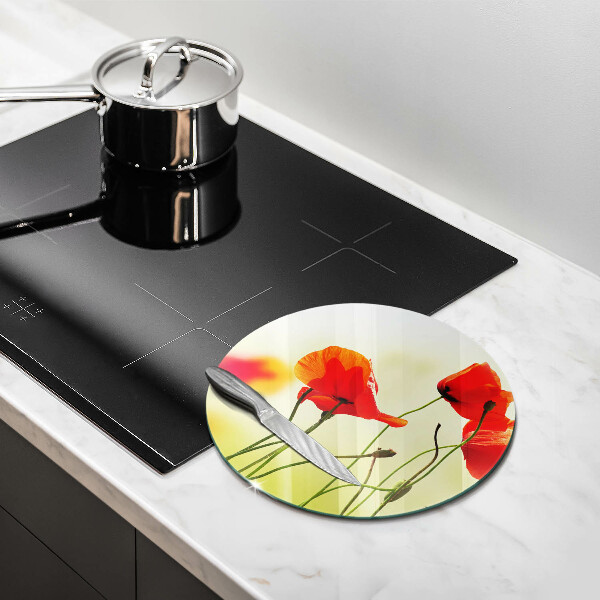 Tagliere in vetro Fiori di papaveri rossi