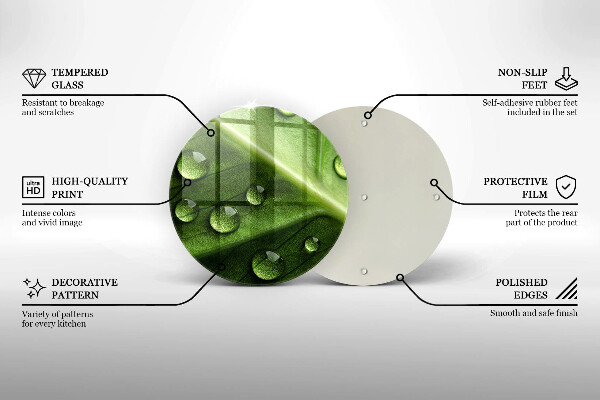 Tagliere in vetro Rugiada e foglia della natura