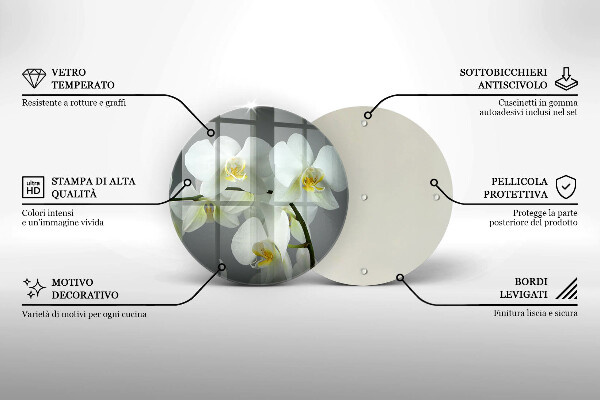 Tagliere in vetro Fiori di orchidea bianca