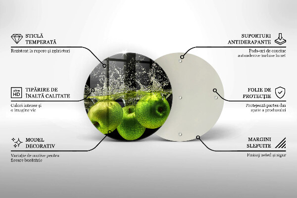 Tagliere in vetro Mele verdi e acqua