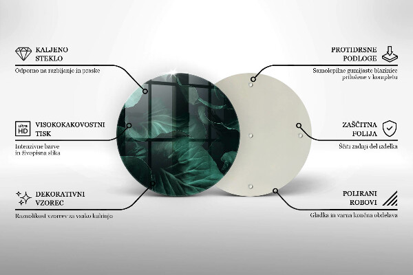 Tagliere in vetro Foglie selvatiche scure