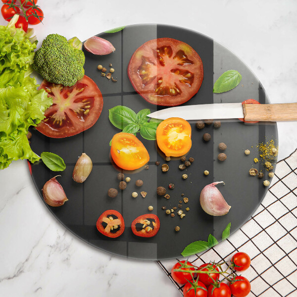 Tagliere in vetro Pomodori e spezie