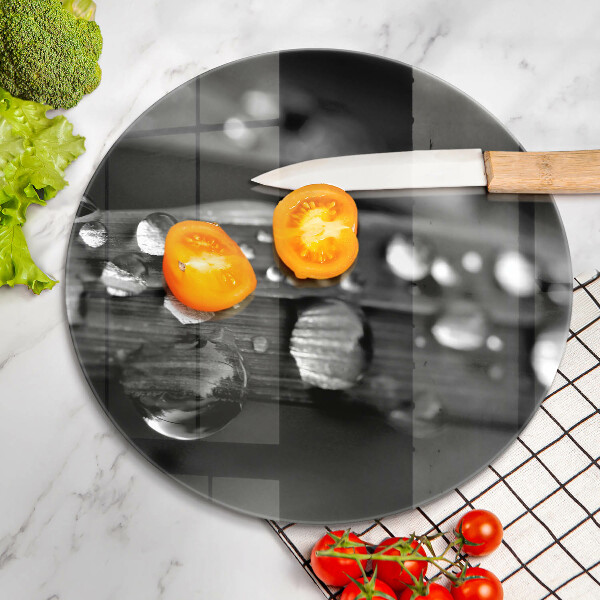 Tagliere in vetro Gocce di rugiada sulle foglie