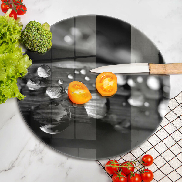 Tagliere in vetro Gocce di rugiada sulle foglie