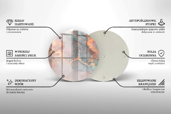 Tagliere in vetro Marmo con oro