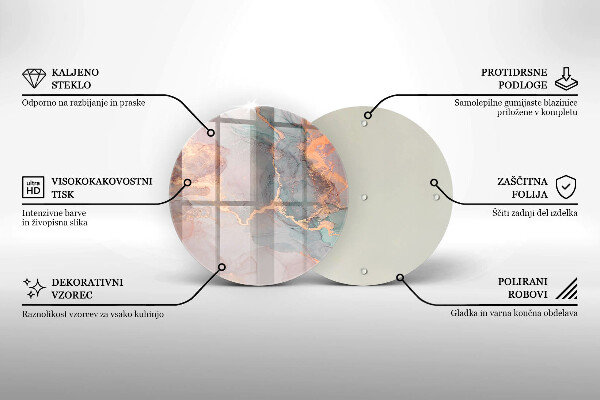 Tagliere in vetro Marmo con oro