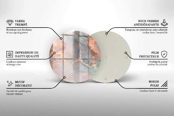 Tagliere in vetro Marmo con oro