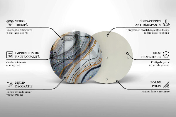 Tagliere in vetro roccia con oro
