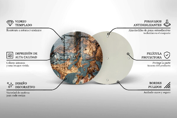 Tagliere in vetro Struttura in roccia dorata