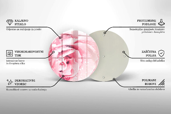 Tagliere in vetro Gocce di rugiada e fiore di rosa