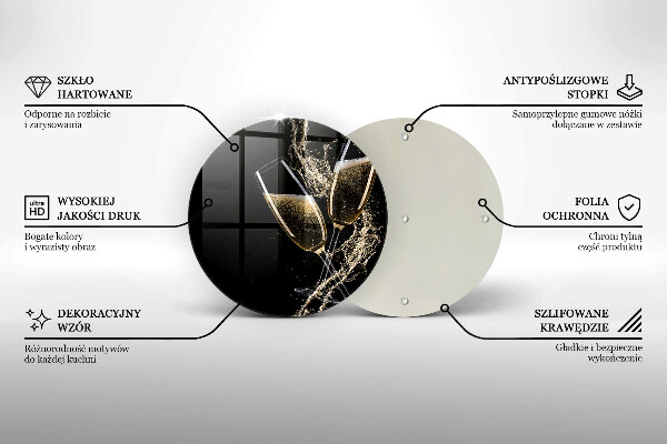 Tagliere in vetro Bicchieri di champagne