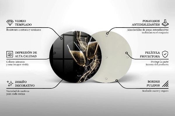 Tagliere in vetro Bicchieri di champagne