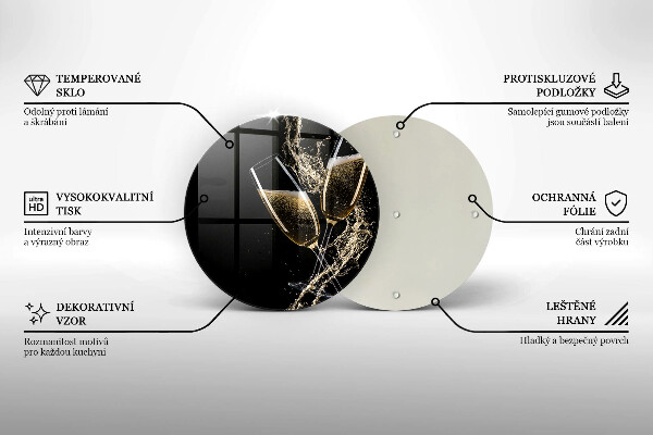 Tagliere in vetro Bicchieri di champagne