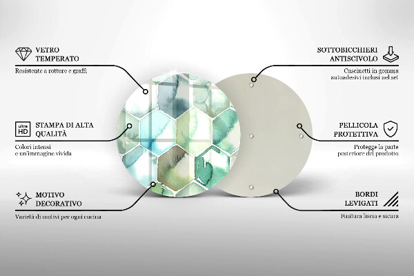 Tagliere in vetro Esagoni dell'acquerello