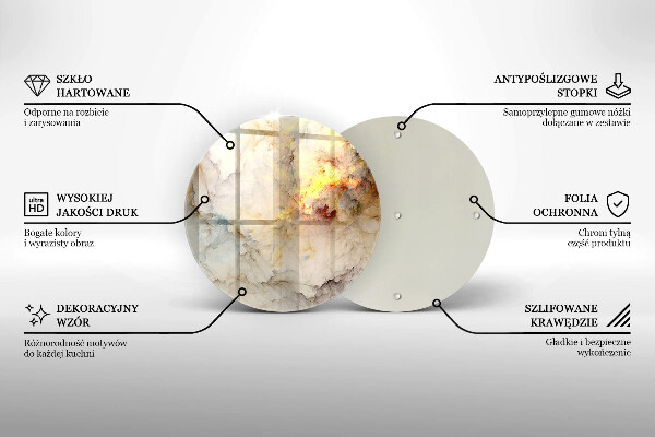 Tagliere in vetro temperato Struttura in marmo con oro