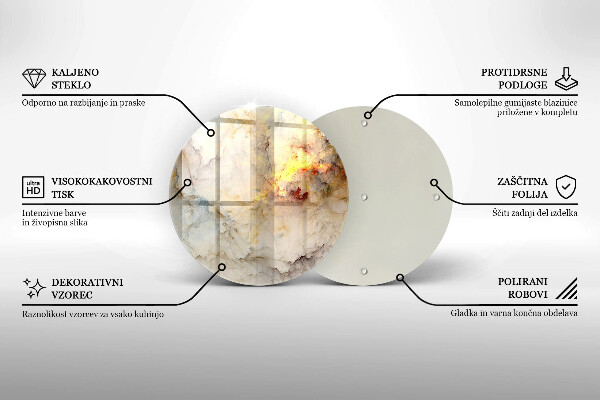Tagliere in vetro temperato Struttura in marmo con oro