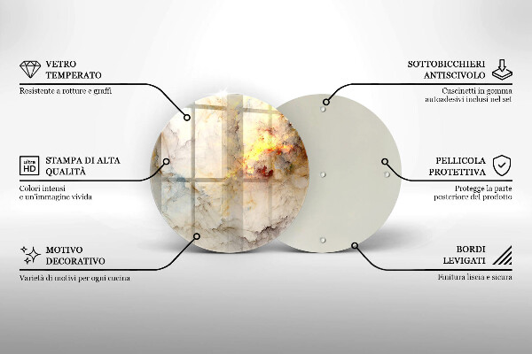 Tagliere in vetro temperato Struttura in marmo con oro