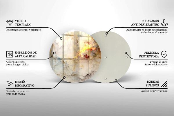 Tagliere in vetro temperato Struttura in marmo con oro