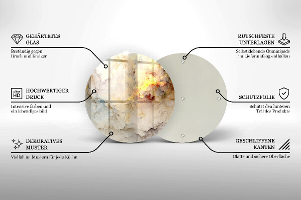 Tagliere in vetro temperato Struttura in marmo con oro