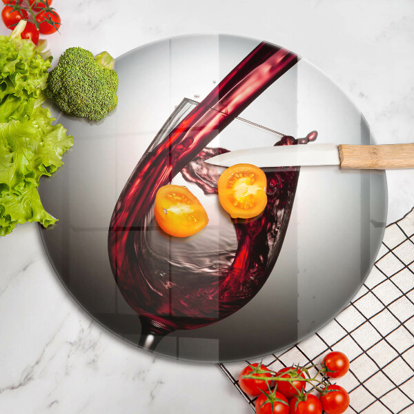 Tagliere in vetro Bicchiere e vino rosso