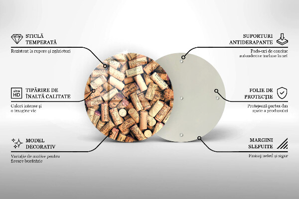Tagliere in vetro Modello senza cuciture di tappi per vino