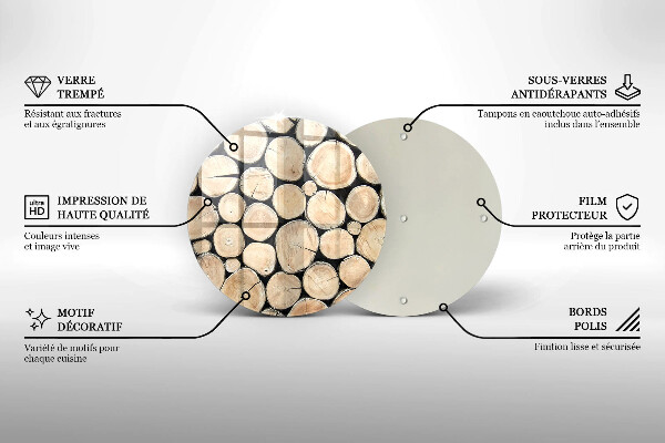 Tagliere in vetro Tronchi d'albero in legno
