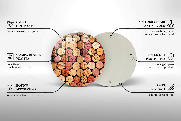 Tagliere in vetro Modello di tappi per vino