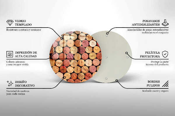 Tagliere in vetro Modello di tappi per vino