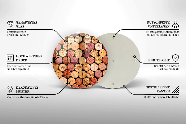 Tagliere in vetro Modello di tappi per vino